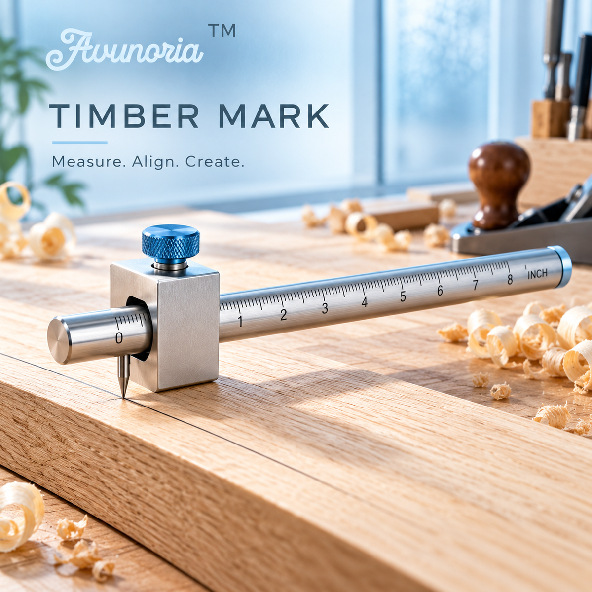 Avunoria™ Timber Mark – Adjustable Woodworking Marking Gauge, Precision Measuring & Scribing Tool for Small Woodcraft, Furniture DIY & Home Workshops