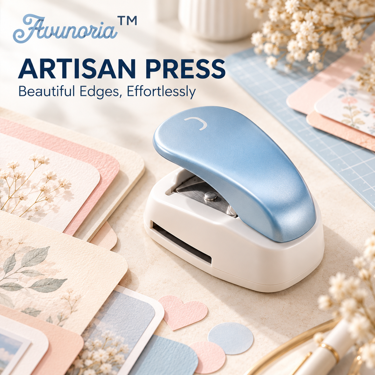 Avunoria™ Artisan Press – Compact Handheld Corner Rounder & Paper Punch Tool, Professional Craft Finishing Accessory for Scrapbooking & DIY Cards
