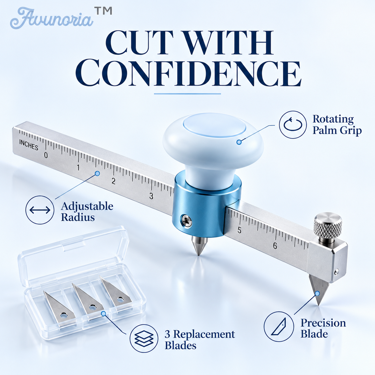 Avunoria™ Pattern Line – Adjustable Circle Cutter & Precision Compass Cutting Tool, Professional Craft Cutting Kit for Paper Models, Card Making & DIY Design
