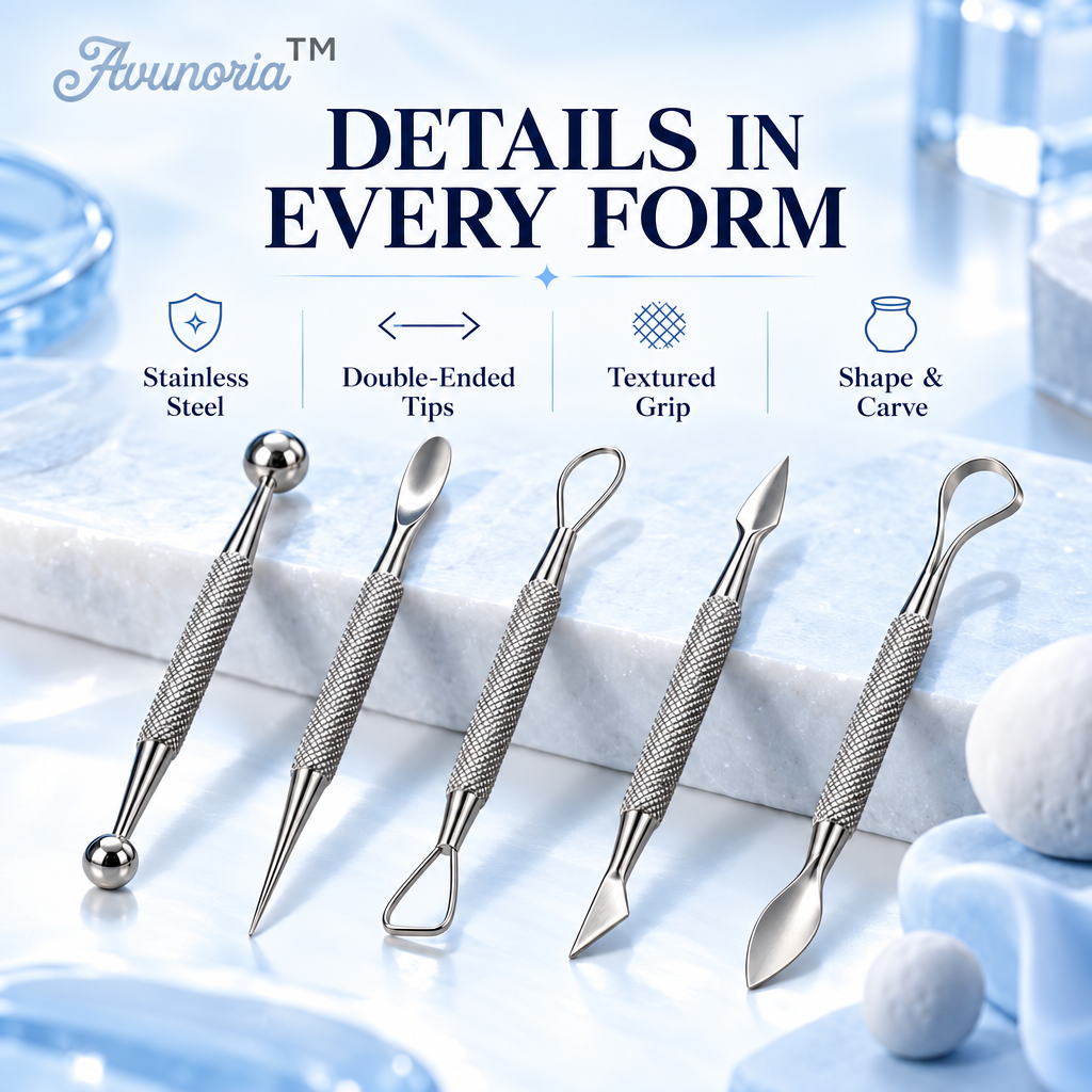 Avunoria™ Sculpt Edge – Stainless Steel Clay Sculpting Tool Set, Professional Detail Shaping & Carving Tools for Polymer Clay, Pottery & DIY Art Projects