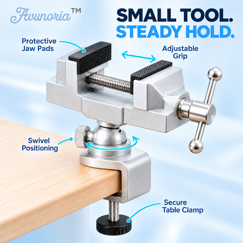 Avunoria™ Maker’s Bench – Compact Adjustable Craft Work Clamp & Mini Table Vise, Precision Holding Tool for Small DIY Assembly & Home Craft Projects