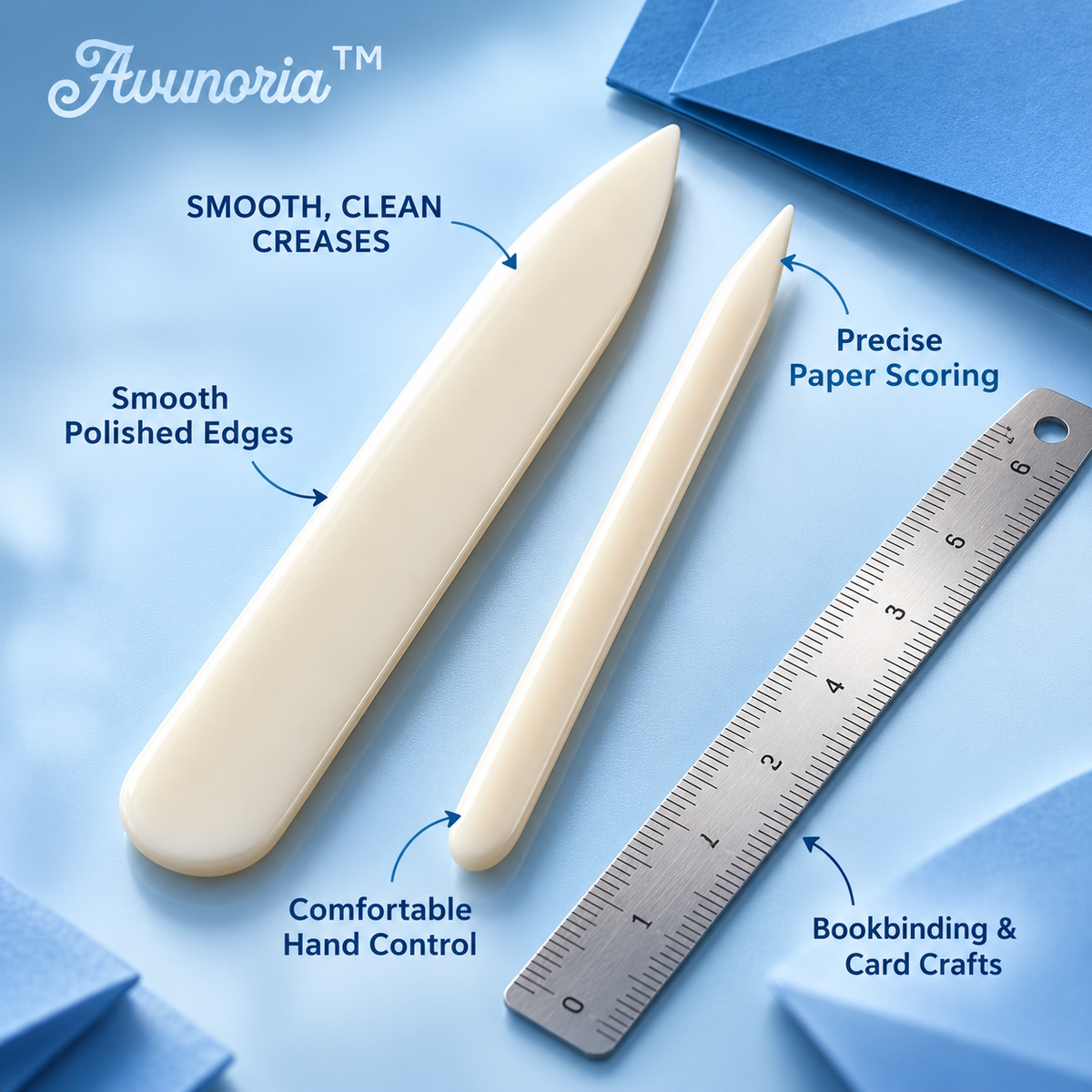 Avunoria™ Fold & Finish – Precision Bone Folder & Paper Creasing Tool Set, Professional Bookbinding Accessories for Handmade Journals & Paper Crafts
