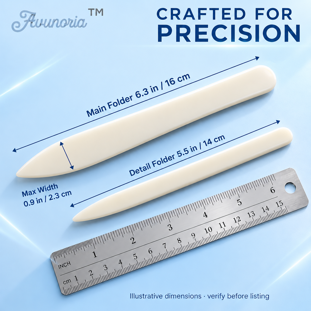 Avunoria™ Fold & Finish – Precision Bone Folder & Paper Creasing Tool Set, Professional Bookbinding Accessories for Handmade Journals & Paper Crafts