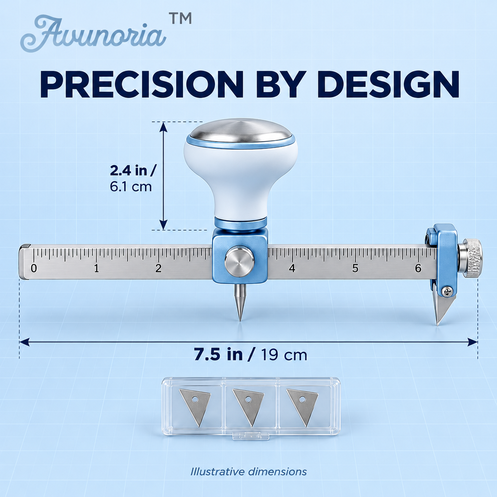 Avunoria™ Pattern Line – Adjustable Circle Cutter & Precision Compass Cutting Tool, Professional Craft Cutting Kit for Paper Models, Card Making & DIY Design