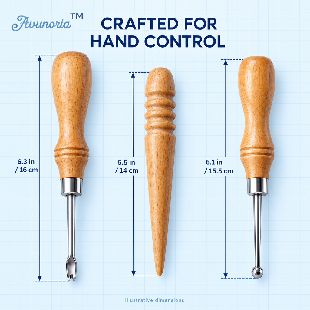 Avunoria™ Curve Studio – Premium Leathercraft Edge Beveler & Burnishing Tool Set, Hand Finishing Tools for Leather DIY, Wallet Making & Craft Workshops