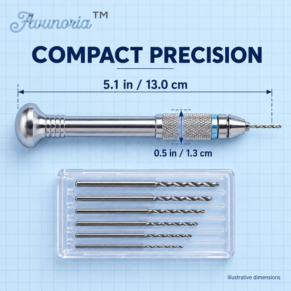 Avunoria™ Detail Forge – Mini Hand Drill & Precision Pin Vise Set, Manual Micro Drilling Tools for Resin Crafts, Jewelry Making & DIY Model Projects