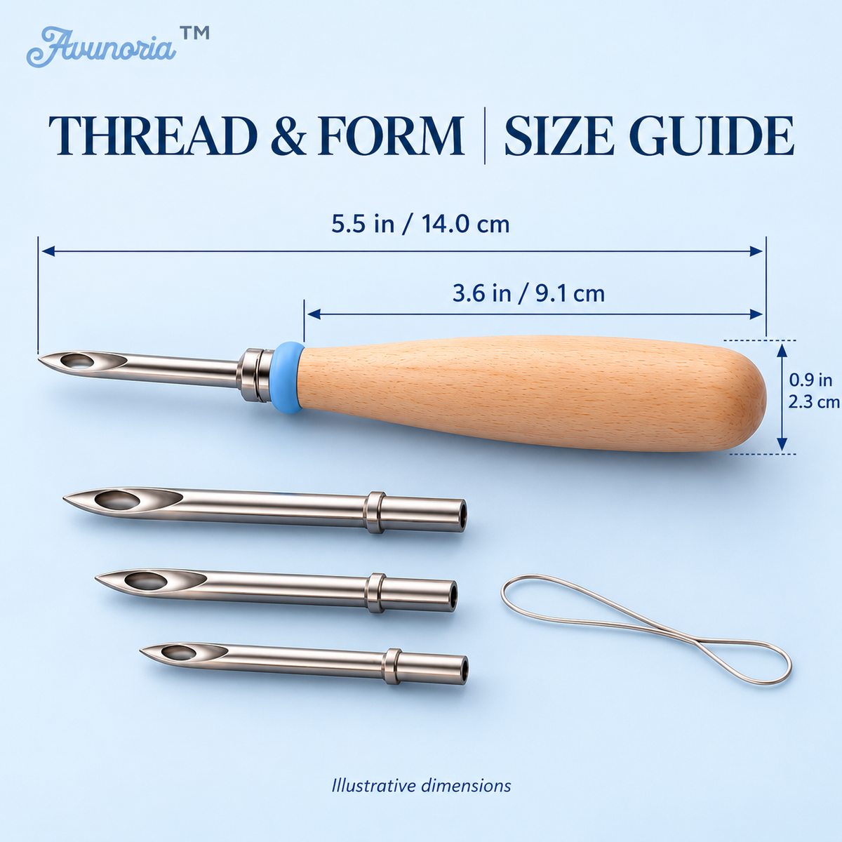 Avunoria™ Thread & Form – Modern Embroidery Punch Needle Starter Kit, Wooden Handle Needle Tool Set for Textile Crafts, Home Decor & DIY Projects