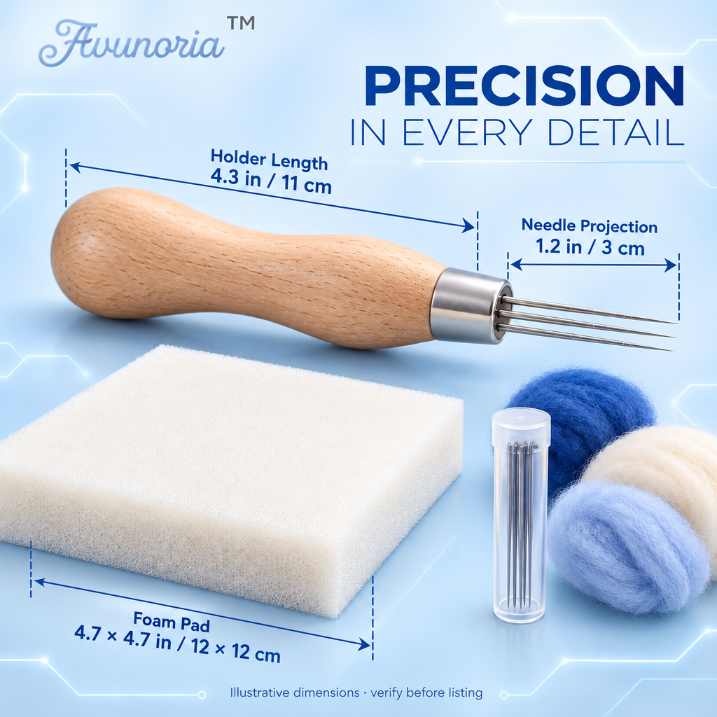 Avunoria™ Soft Form – Wooden Felting Needle Holder & Wool Craft Tool Kit, Ergonomic Needle Felting Set for Handmade Decorations & DIY Fiber Art