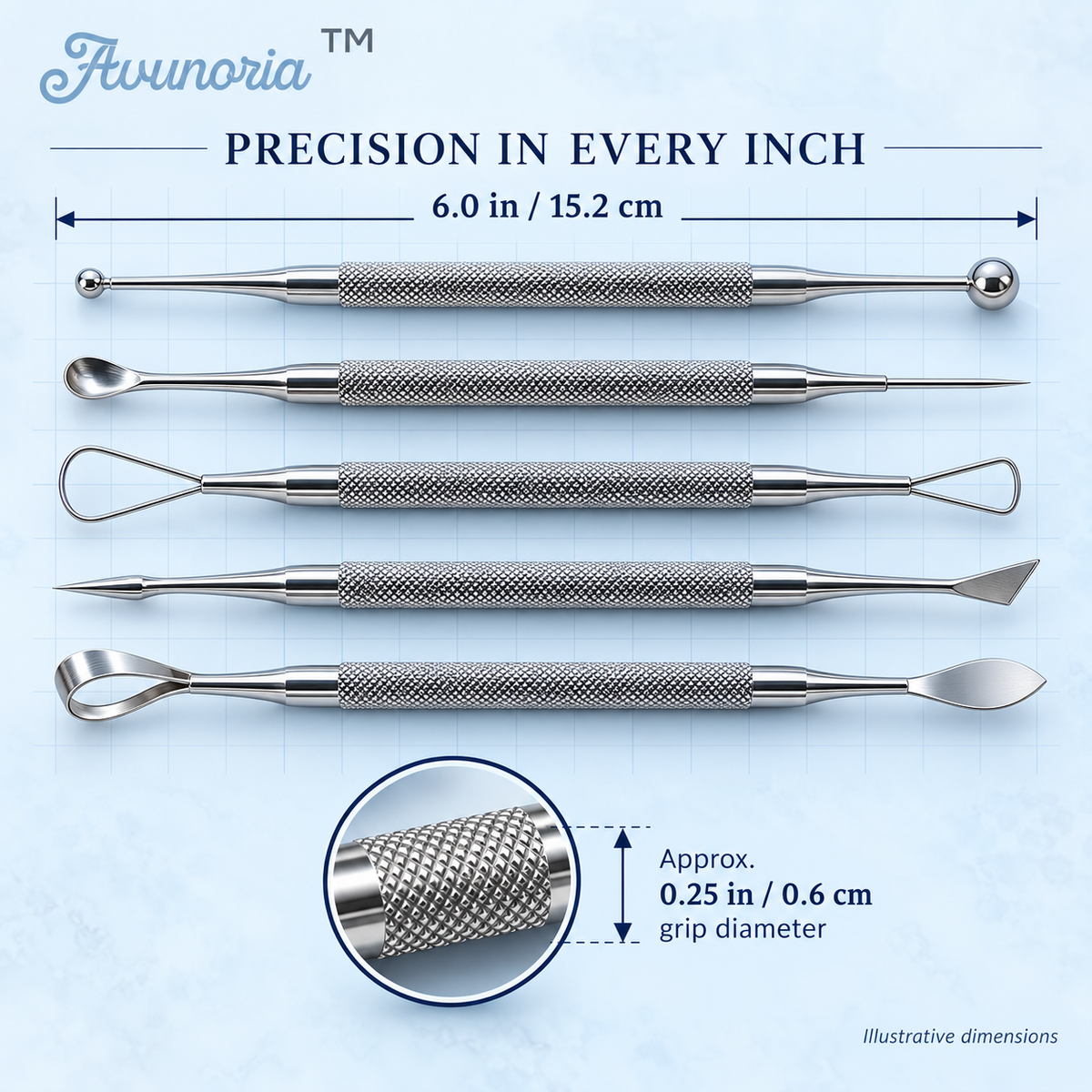 Avunoria™ Sculpt Edge – Stainless Steel Clay Sculpting Tool Set, Professional Detail Shaping & Carving Tools for Polymer Clay, Pottery & DIY Art Projects