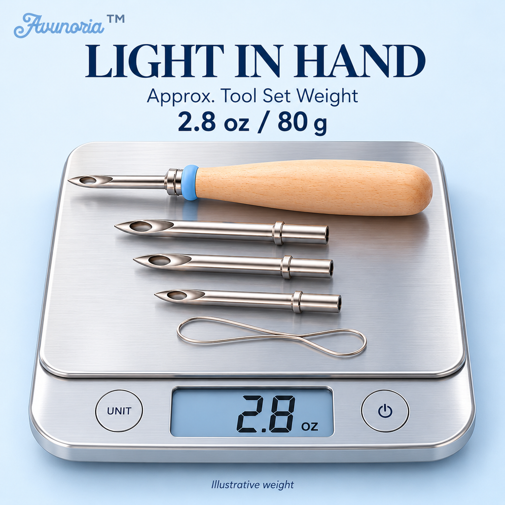 Avunoria™ Thread & Form – Modern Embroidery Punch Needle Starter Kit, Wooden Handle Needle Tool Set for Textile Crafts, Home Decor & DIY Projects