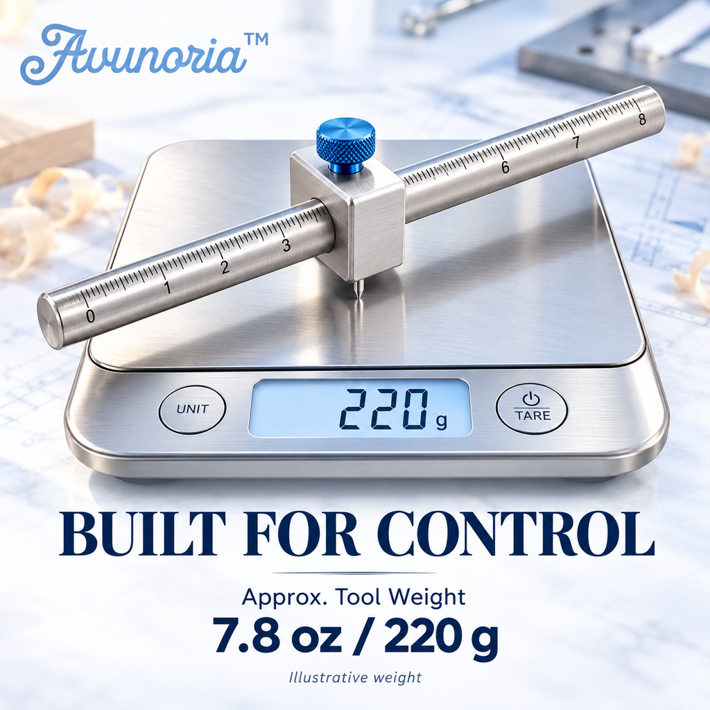 Avunoria™ Timber Mark – Adjustable Woodworking Marking Gauge, Precision Measuring & Scribing Tool for Small Woodcraft, Furniture DIY & Home Workshops