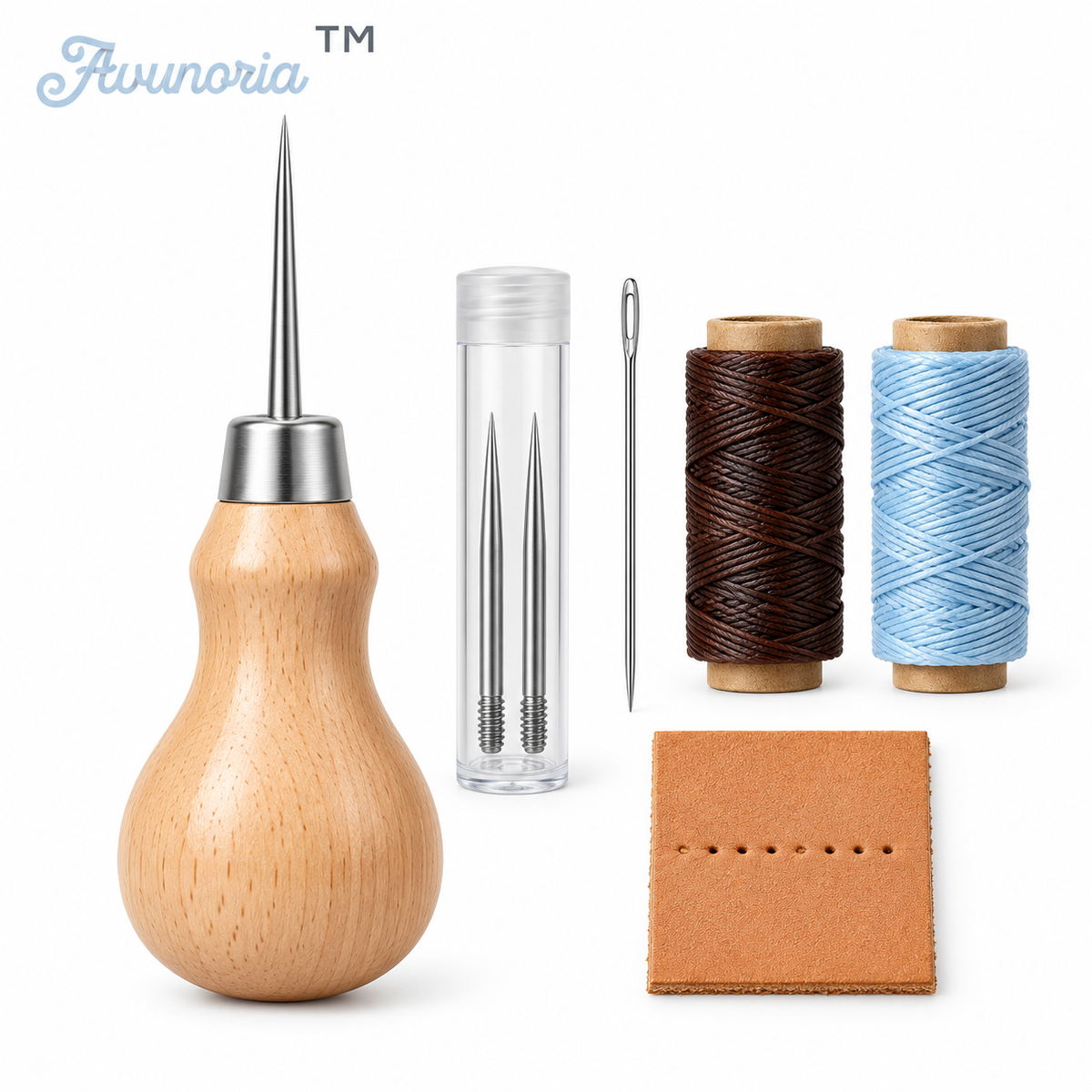 Avunoria™ Fine Stitch – Premium Leather Stitching Awl & Hand Sewing Tool Set, Precision Craft Kit for Leather Repairs, Handmade Accessories & DIY Projects