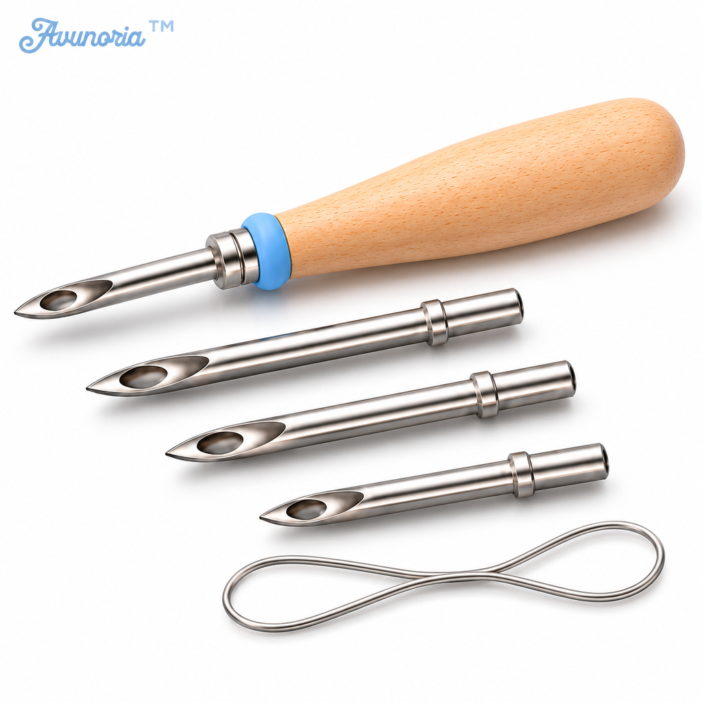 Avunoria™ Thread & Form – Modern Embroidery Punch Needle Starter Kit, Wooden Handle Needle Tool Set for Textile Crafts, Home Decor & DIY Projects